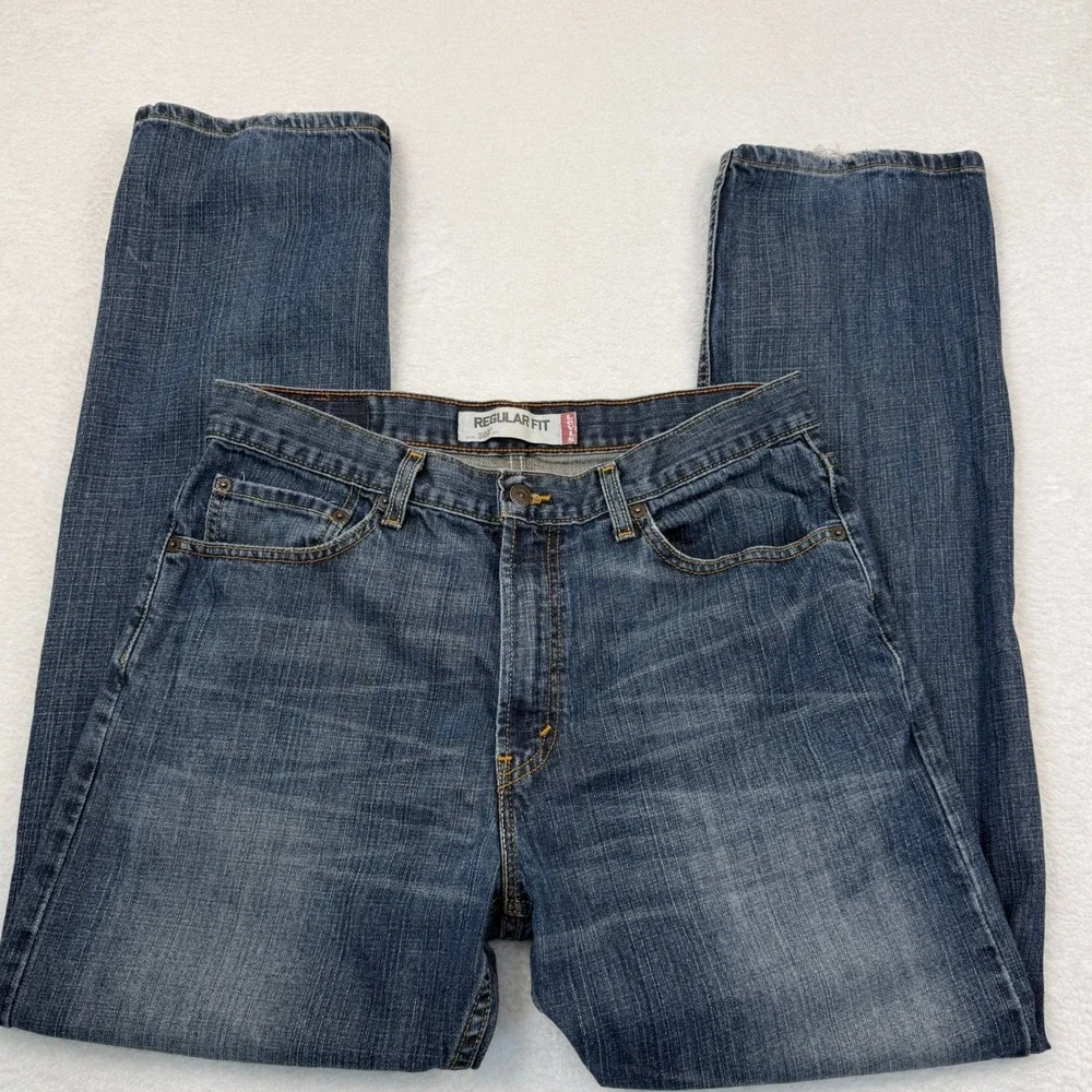 Levi's‎ 505 Regular Fit Jeans Mens 34x32 Blue Denim Straight Leg Grunge Y2K